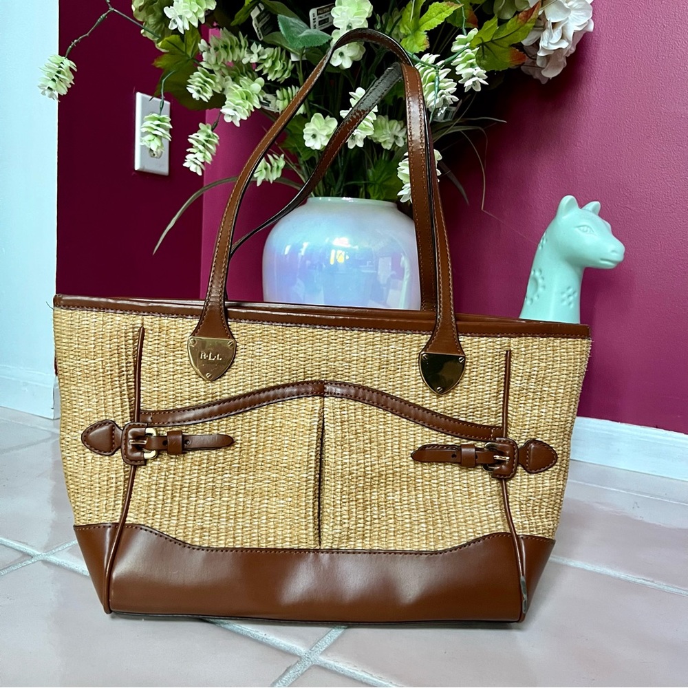 VINTAGE Lauren Ralph Lauren Straw Tote